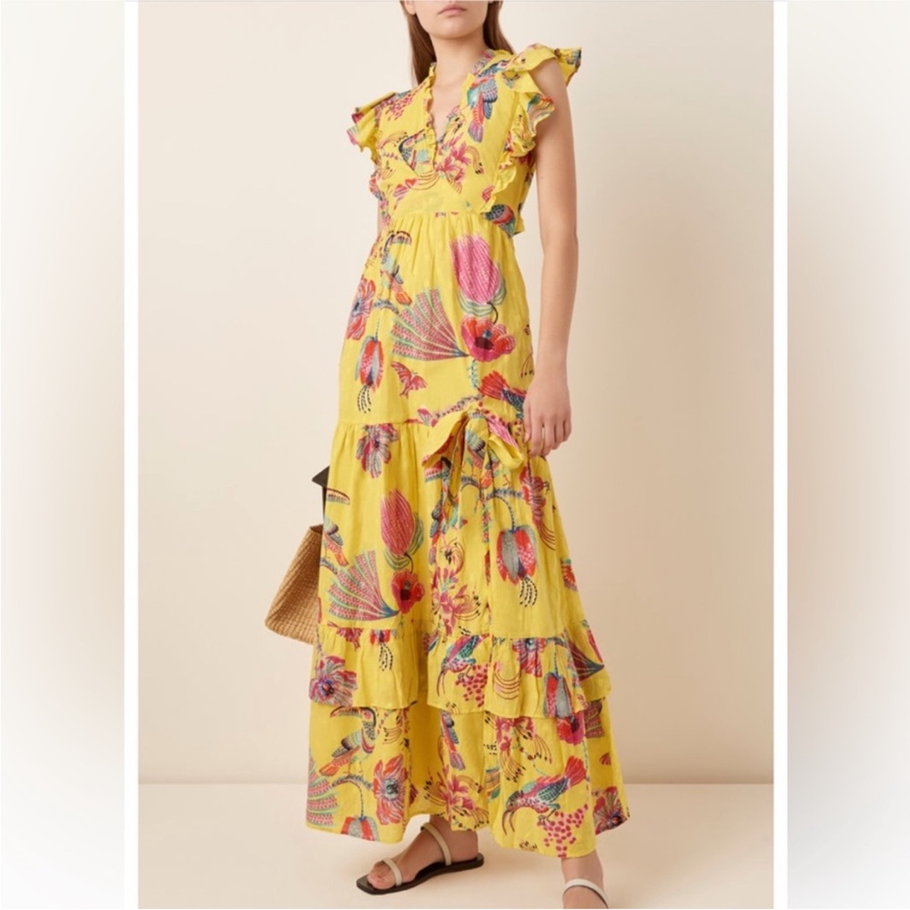 Banjanan Maxi Dress Birdie Buttercup print. Excellent condition- Size-large